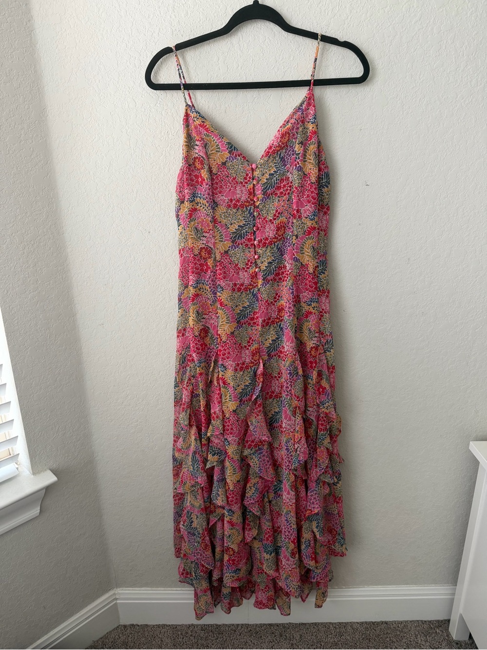 12th Tribe Floral colorful Ruffle Maxi Dress Size Small - Picture 3 of 7